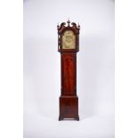 A Longcase Clock, George II (1726-1760), mahogany case, yellow and silver metal dial with