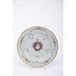A Scalloped Sweet Plate, Chinese export porcelain, polychrome and gilt decoration with the coat of