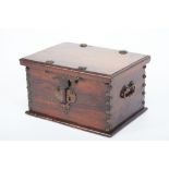 A Small Chest, Brazilian rosewood, iron mounts, gadrooned iron studs, interior with covered