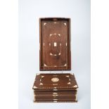 A Box with Tray, Brazilian chestnut, ivory inlays ad applications "Coat of arms of the Portuguese