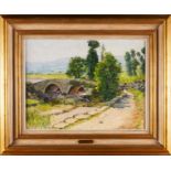 ANTÓNIO SAÚDE - 1875-1958, Landscape with Bridge, oil on canvas, signed and dated 1946, Dim. - 46
