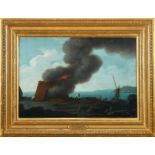 JOAQUIM MANUEL DA ROCHA - 1727-1786, Fire in a hut by the sea, oil on canvas, relined, small