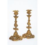A Pair of Candlesticks, Napoleon III, pierced and chiselled bronze en relief, French, 19th C. (2nd