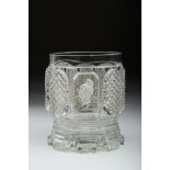 A Glass, moulded crystal by Vista Alegre Manufactory, cut decoration "Diamond tip" with cameo "