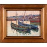 JAIME MURTEIRA - 1910-1986, Boats at the harbor, oil on chipboard, signed and dated 1939, Dim. -