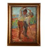 SOUSA LOPES - 1879-1944, Study for "Os Cavadores" (The Diggers), oil on canvas, unsigned, Dim. -