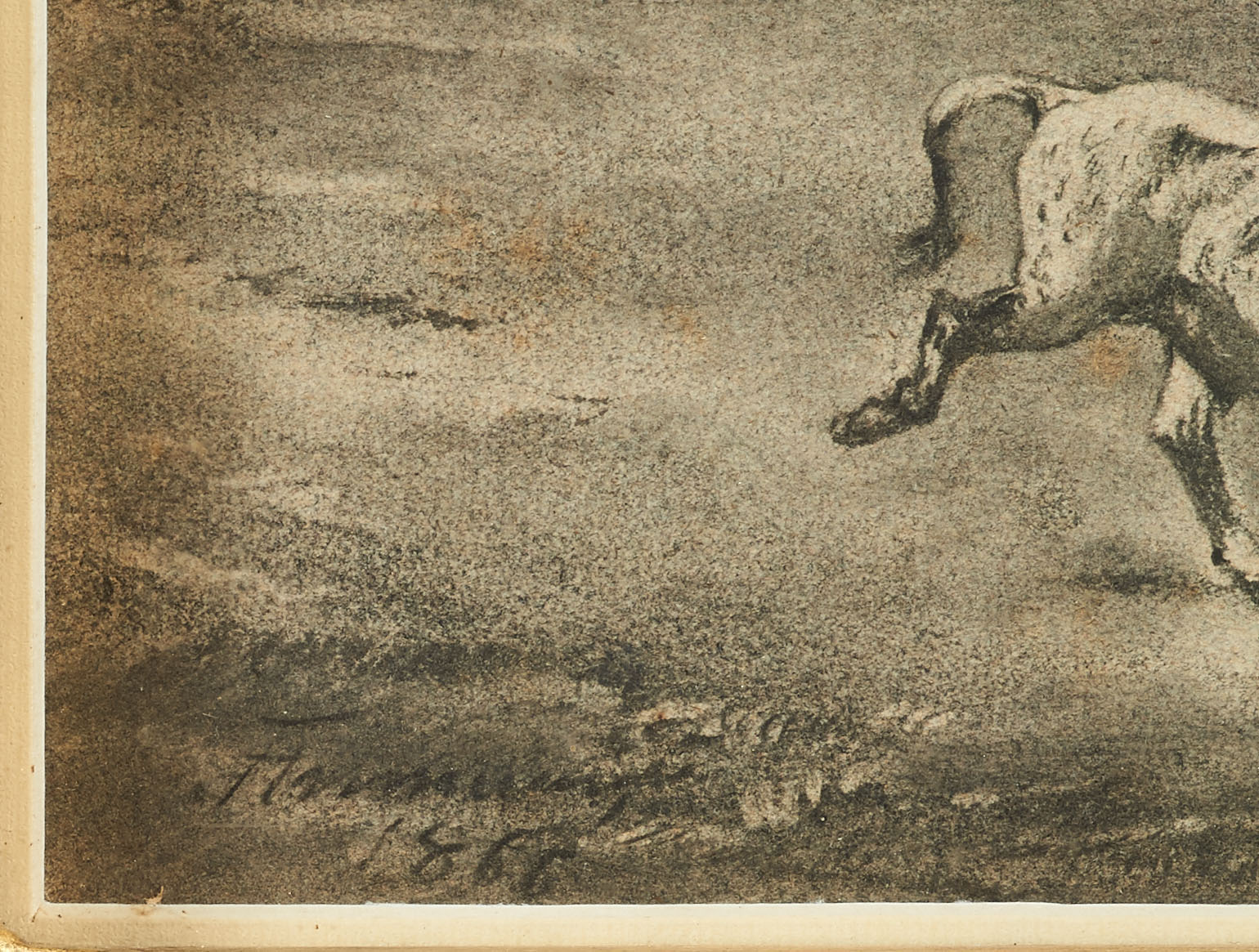 TOMÁS DA ANUNCIAÇÃO - 1818-1879, A Landscape with lost cow from the herd, charcoal on paper, - Image 2 of 2