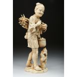 An Okimono "Male ficgure", ivory sculpture, Japanese - Meiji period (1868-1912), Dim. - 42 cm