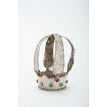 A Crown, silver, decoration en relief "angels and foliage", set with coloured glasses, Indo-