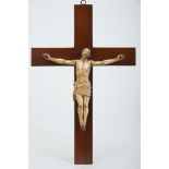 Crucified Christ, painted ivory sculpture, Indo-Portuguese, 17th/18th C., missing of part of the