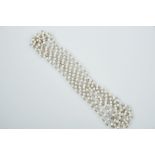 A Necklace, 800/1000 white gold meshed culture pearls (4,5mm)ed, Portuguese, Oporto mark (post