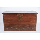 A Two-drawer Chest, red Brazilian chestnut, tinned iron mounts and applications, Portuguese, 19th