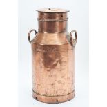 A Container with two handles, steel, 'serpentine' base, tinned interior, metal handles,