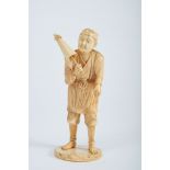 Okimono - An Elder with Parasol, ivory sculpture, Japanese, 20th C. (1st half), missing