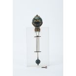 A Pendulum Wall Clock, Napoleon III, gilt metal «à patine noir», eight-day autonomy, French, 19th C.