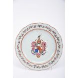 A Scalloped Dish, Chinese export porcelain, polychrome and gilt decoration with the coat of arms