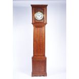 A "Morez" Longcase Clock, chestnut case, painted glass dial, eight-day autonomy, hour and half-