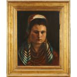 JOÃO CRISTINO DA SILVA - 1820-1877, A Neapolitan Woman, oil on canvas, relined, small restoration,