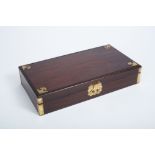 A Rectangular Box, tamarind, yellow metal clasp and applications, Chinese, Minguo period (1912-