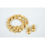 A Pair of Earrings, 800/1000 gold, hammered decoration, Italian, remarked with Oporto mark (post