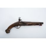 A Flint Pistol, iron, brass, steel and wood, French, 18th C., faults and defects, Dim. - 32,5 cm