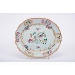 A Scalloped Large Dish, Chinese export porcelain, polychrome, gilt damask decoration "Bianco sopra