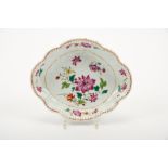 A Scalloped Small Dish, Chinese export porcelain, polychrome decoration "Flowers", Qianlong