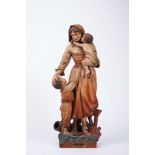 "La Guerre c'est la Misère", painted terracotta sculpture, French, 19th/20th C., restored hairline