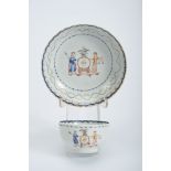 A Cup with Saucer, Chinese export porcelain, polychrome and gilt decoration "Coat of arms of the New