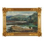 FREDERICO AIRES - 1887-1963, A landscape - Lagoon, oil on canvas, restoration, signed, Dim. - 69 x