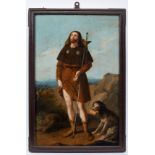 Saint Roch, oil on wood, Portuguese school, 18th C. (1st half), small restoration, Dim. - 67 x 43