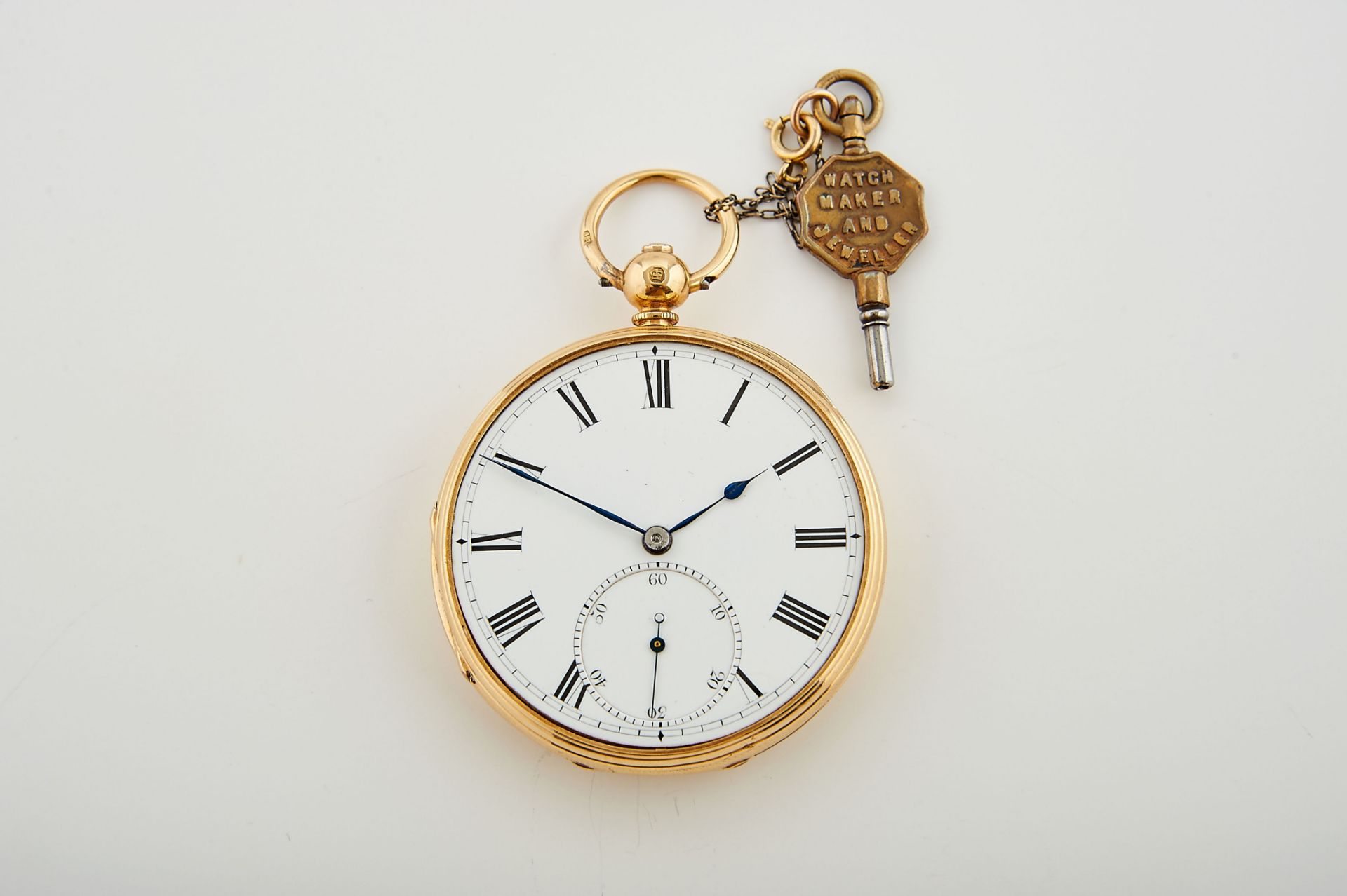 A HUX & SON Pocket Watch, 750/1000 gold case nº 3403, decoration en guilloche and engraved with