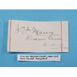 William Ferguson Massey (1856-1925) - signature from Windsor Castle, 1917. New Zealand Prime