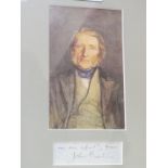 John Ruskin (1819-1900) - letter signature, framed and mounted beneath facsimile portrait. Art