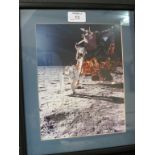 Buzz Aldrin (born 1930) - autographed colour photograph, lunar landing, framed, autograph somewhat