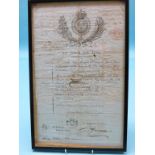 Rare early French passport, 1816, carrier Henry Allen Johnson, signed Marquis d'Osmond, framed,