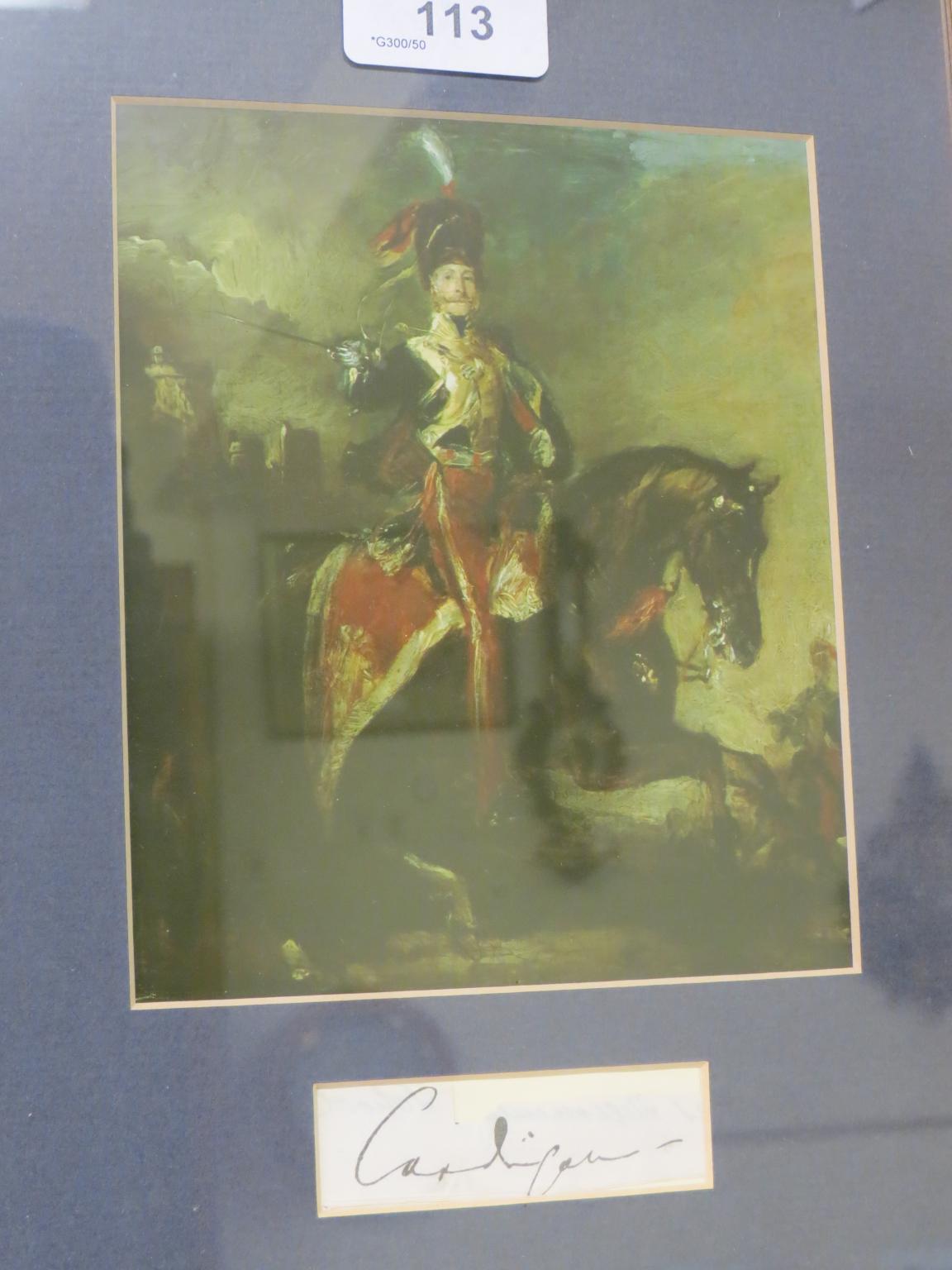 Earl of Cardigan (1798-1868) - framed and mounted signature beneath facsimile print. Led the - Bild 2 aus 3