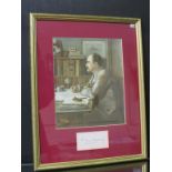 Rudyard Kipling (1865-1936) - signature, framed and mounted beneath colour facsimile portrait