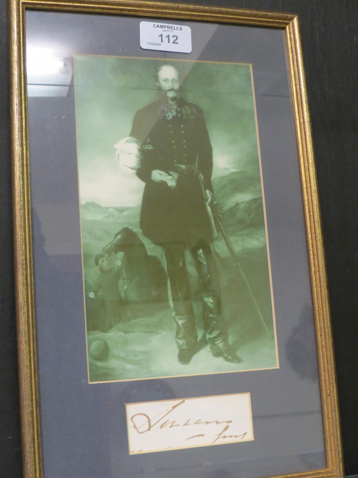 George Bingham, 3rd Earl of Lucan (1800-88) - signature framed and mounted beneath facsimile