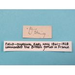 Field Marshal Douglas Haig (1861-1928) - signature. Senior Officer, British Army, active