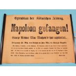 Napoleon III captured! - Cologne Newspapers extra edition, 1817, printed statement from Wilhelm I,