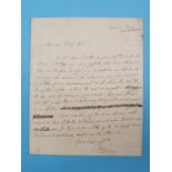 Sarah Siddons (1755-1831) - hand-written letter, dated 1800