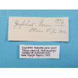 Gugliemo Marconi (1874-1937) - signature dated 1902.