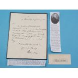 Lord Palmerston (1784-1865) - British Prime Minister, signed letter, 1862, and a further related