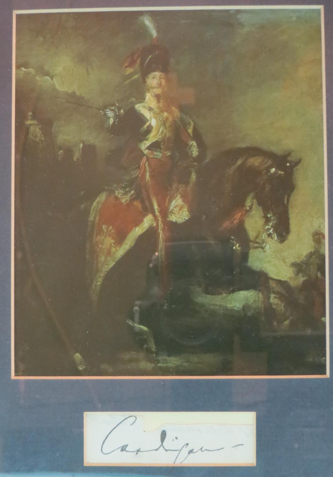 Earl of Cardigan (1798-1868) - framed and mounted signature beneath facsimile print. Led the