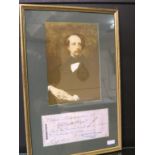 Charles Dickens (1812-70) - inscribed and signed cheque, Coutts & Comy., framed and mounted