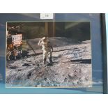 Charlie Duke (born 1935) - autographed colour photograph, moon-walk. Tenth and youngest person to