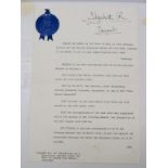 HRH Queen Elizabeth II - signed probate document