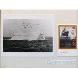 Titanic Survivors: Millvina Dean, signed on photograph of iceberg, Michel Navratil, signed