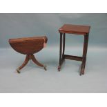 A 19th century mahogany drop-leaf occasional table, modified, and a nest of two tables, as viewed